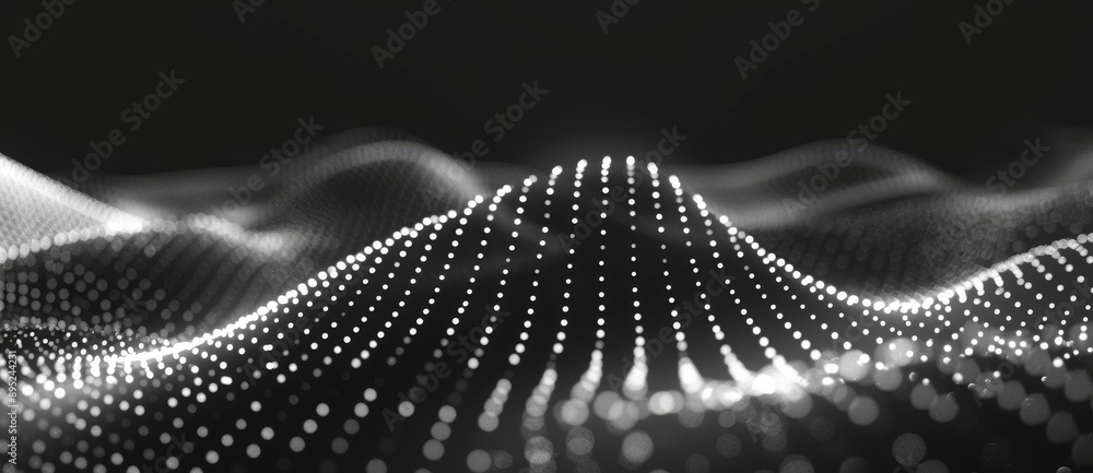 Aufkleber the digital wave of particles. modern abstract black futuristic background. big data visualization.