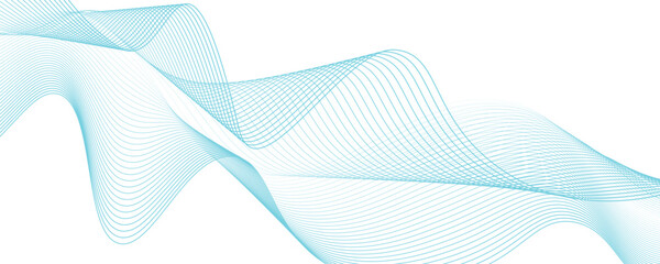 Abstract blue smooth wave on a white background. Dynamic sound wave. Design element. Vector illustration.