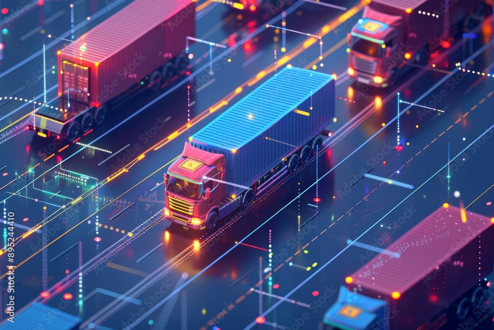 Poster advanced logistics and smart transportation optimizing import export with artificial intelligence
