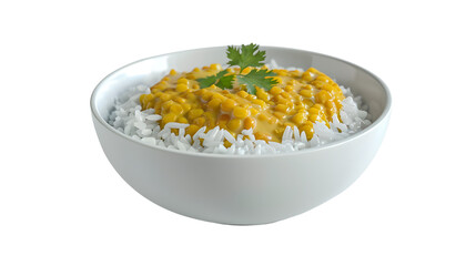 bowl of rice with daal isolated on transparent background, PNG