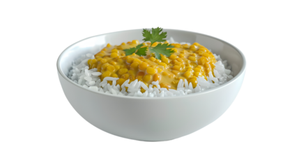 bowl of rice with daal isolated on transparent background, PNG