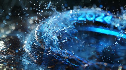 Water Splashing Down a Toilet As The Number 2024 Disappears