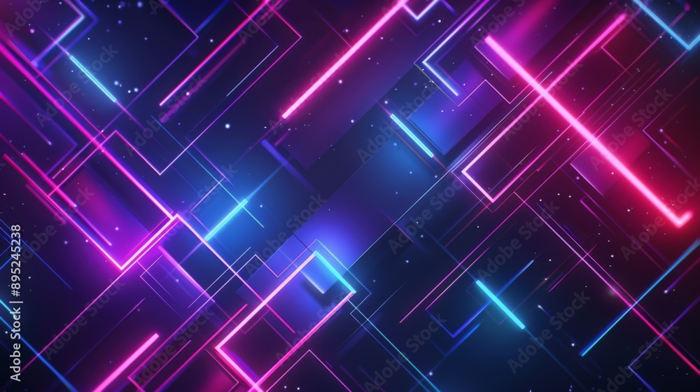 Poster abstract background with glowing lines and geometric shapes