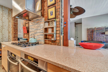 Images of Kitchen with cabinets island appliances cooking and baking