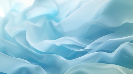 Fototapeta premium Abstract flowing light blue fabric creating wavy background