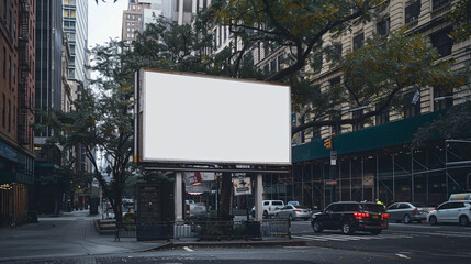 billboard mock-up among sky scrapers in New York 