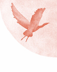 pink flamingo bird flying, poster minimalist style illustration