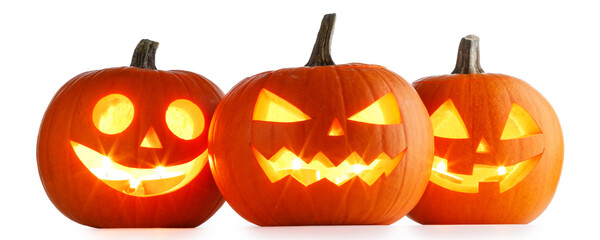 halloween pumpkins isolated on white background