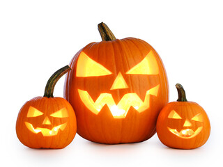 halloween pumpkins isolated on white background