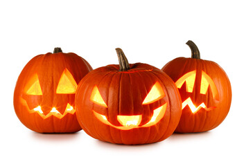 halloween pumpkins isolated on white background