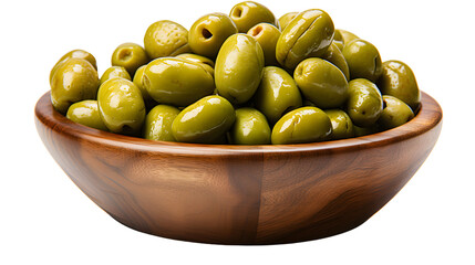 olives in a bowl isolated on transparent  background, PNG