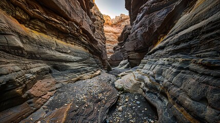 A network of canyons and gorges carved by millennia of erosion, revealing layers of colorful rock formations and hidden waterfalls.