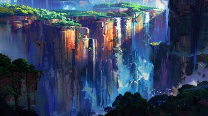 A network of canyons and gorges carved by millennia of erosion, revealing layers of colorful rock formations and hidden waterfalls.