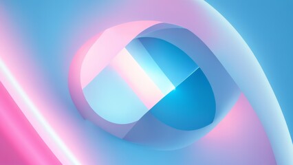 Abstract geometric art with blue and pink diagonal design, smooth gradient render