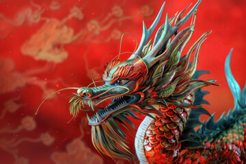 Fiery Oriental Dragon Illustration