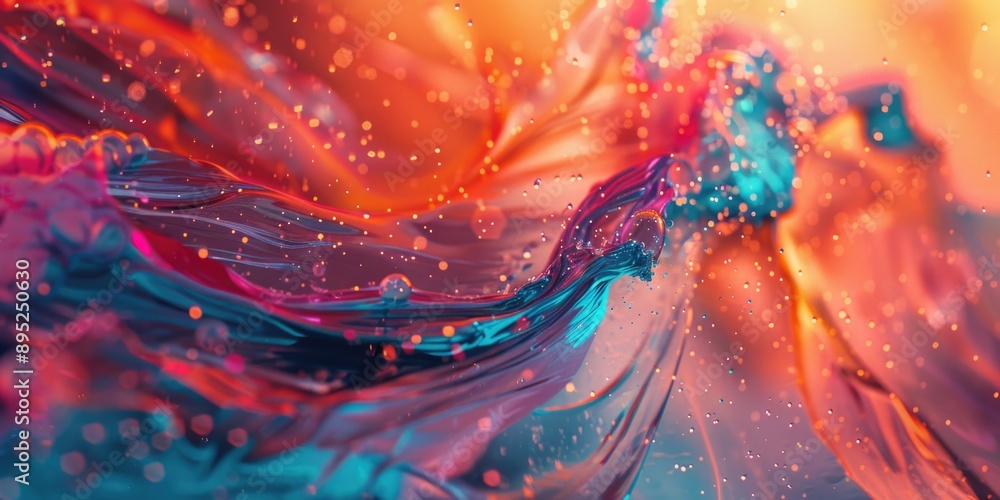 Poster A bright and vibrant liquid substance captured in a close-up shot, suitable for use in design projects or as a decorative element