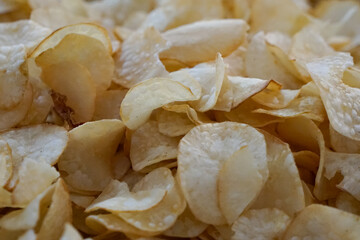 Close up of Kerepek Ubi Kayu, fried tapioca chips.