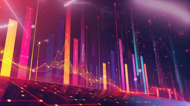 graphs that go up and down from month to month are very inconsistent. seamless looping time-lapse virtual 4k  video Animation Background.