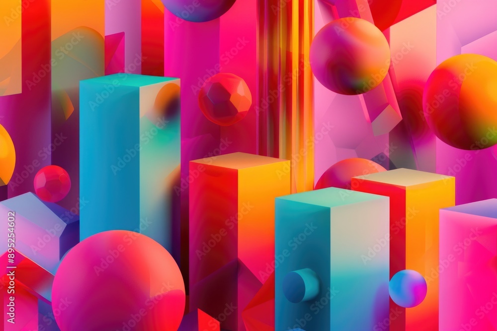 Poster a collection of colorful balls and cubes, great for creative play or decorative display
