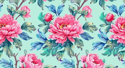 Fotobehang Flower illustration in watercolor. Computer drawn flowers, manual composition, watercolor elements set. © Maxim Borbut