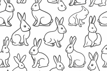 Cute bunny outline seamless pattern for Easter wrapping, greeting cards, invitations, postcards, and other projects.