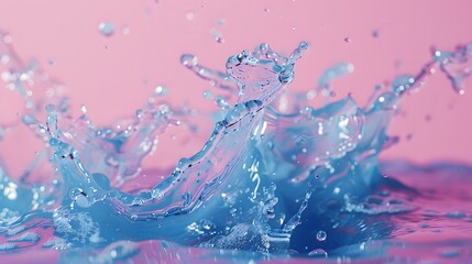 Naklejka premium Blue Wave Splashing on Pink Background