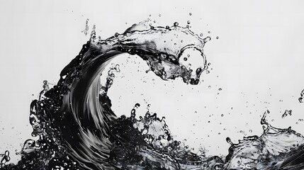 Black water splash on white background.
