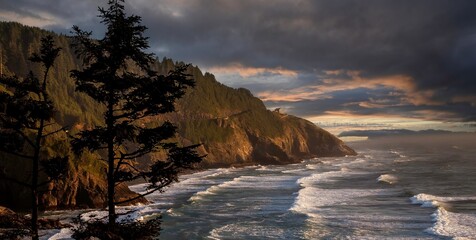 The southern Oregon coast at Sea Lion caves, near Florence.