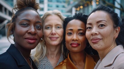 A group of women standing side by side, united and strong