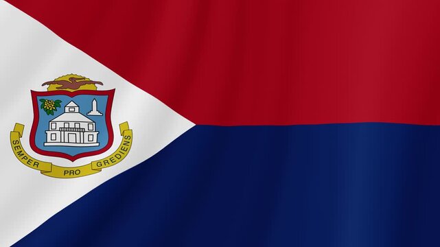 Sint Maarten Waving Flag. Realistic Flag Animation. Seamless Loop Background.