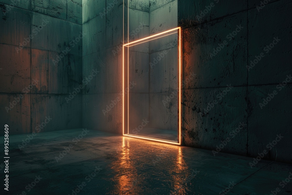 Poster a partially opened door in a dark room with light entering from outside, suggesting a new beginning 