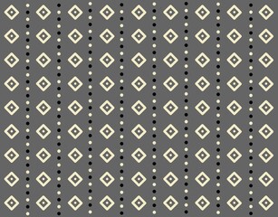 Geometric Pattern with Diamond and Dot Motif on Grey Background illustration