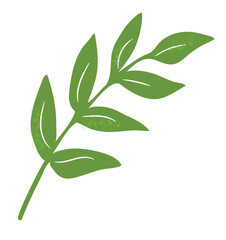 Simple dark green twig with pointed leaves, herb