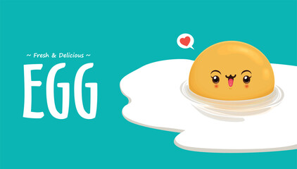 Vintage food poster design with egg character.