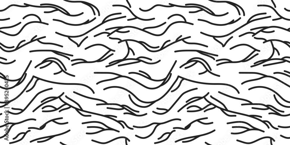 Poster fabric wrinkles, vector pattern. black branched lines on a white canvas.