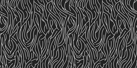 Fabric wrinkles, vector pattern. White branched lines on a black canvas.