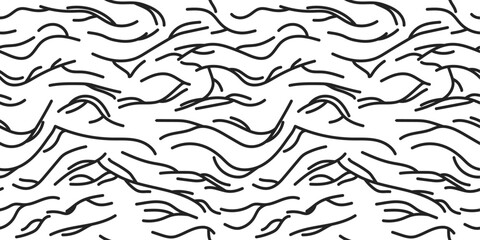 Fabric wrinkles, vector pattern. Black branched lines on a white canvas.
