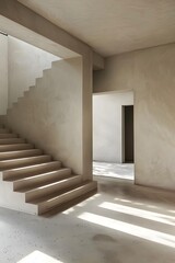 Obraz premium Modern Minimalist Concrete Staircase Interior Design