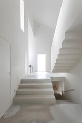 Modern White Minimalist Staircase Interior Design