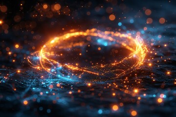 Obraz premium Digital Tech Circle on Dark Background