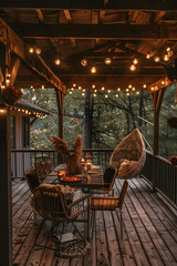 Cozy backyard patio in the evening