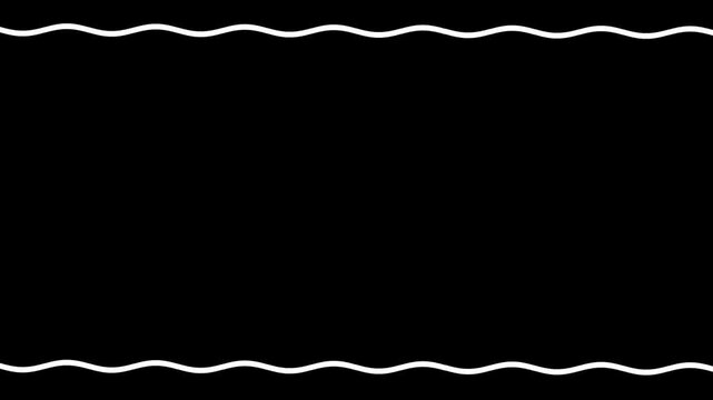 Audio, sound wave 2 white lines. Streaming animation frames. White baking dish. Infrasonic to audible, ultrasonic frequencies. High herts, low amplitude, tone, flow