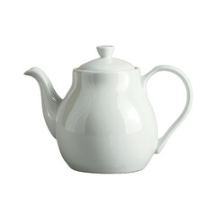 White ceramic teapot isolated on transparent background