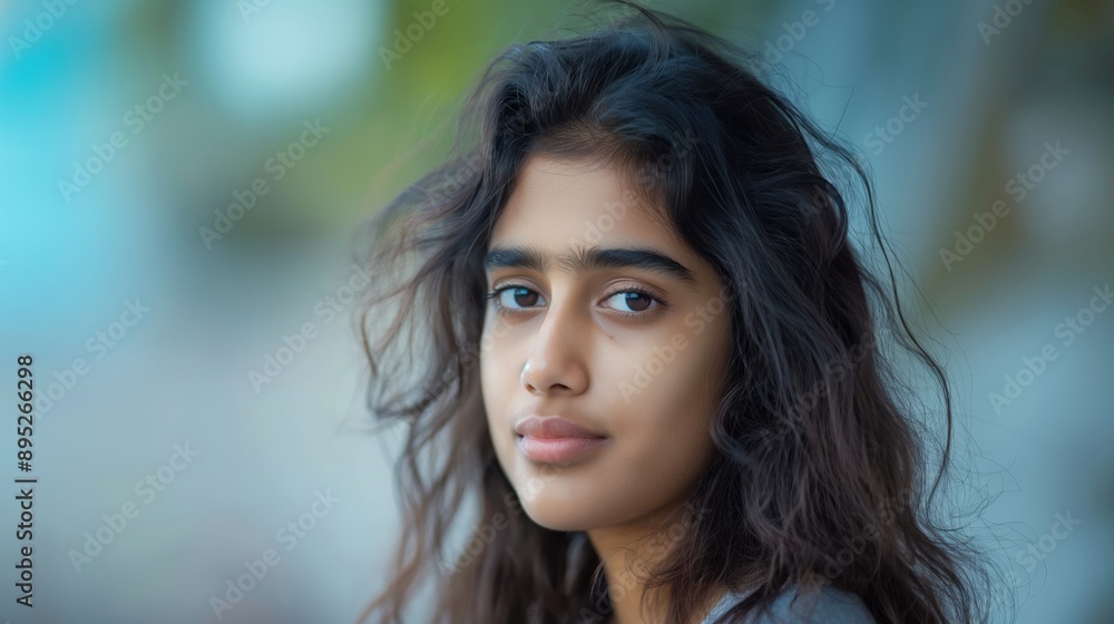 Wall mural Beautiful young indian woman looking away headshot	
