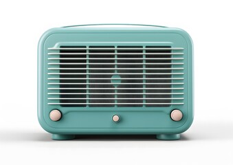 Fototapeta premium A simple, teal retro radio with a clean white background.