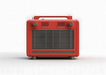 Fototapeta premium Red Retro Radio on a White Background