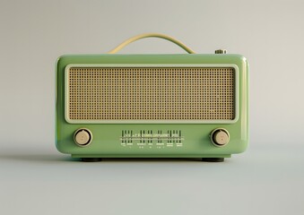 Fototapeta premium Green Retro Radio with Simple Design