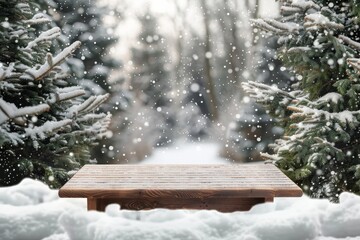 Snowy Forest Table A Tranquil Winter Scene ideal for creating a calm and serene atmosphere. Incorporating snow, trees, and a touch of whimsical charm can set a beautiful and peaceful ambiance