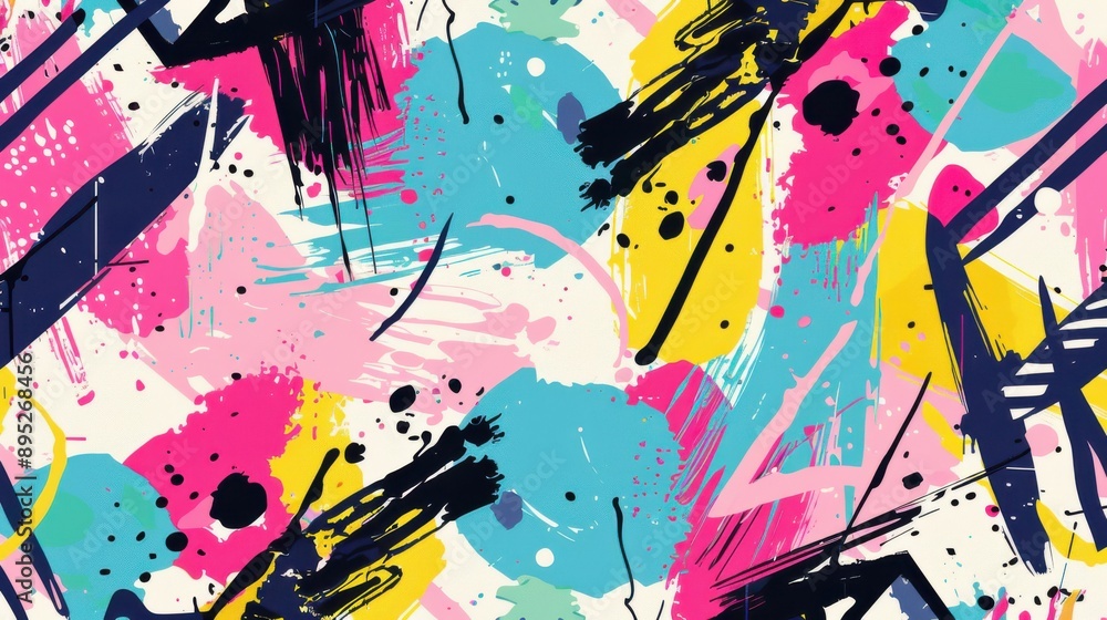 Poster abstract pop art color paint splash pattern background. vector overlay geometric design of trendy me