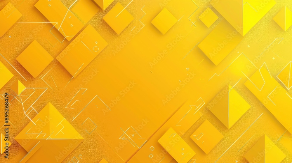 Poster abstract yellow color triangle and square shape in modern pattern background. simple background flat